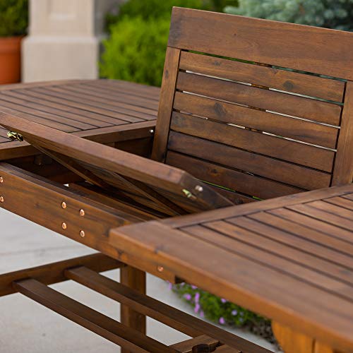Walker Edison Maui Modern 6 Piece Solid Acacia Wood Slatted Outdoor Dining Set, Set of 6, Dark Brown Walker Edison