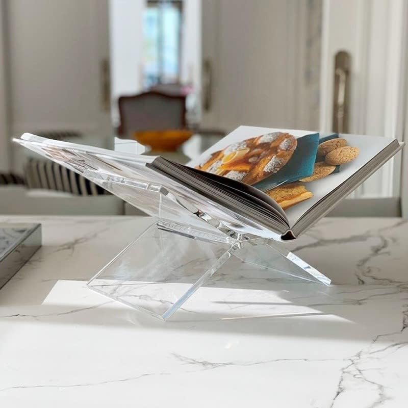 Large Clear Acrylic Book Stands for Display, Amlits, Best Reading Bookstand Display Open Holder for Cook Books Magazines, Newspaper, Textbooks (Clear) Amlits
