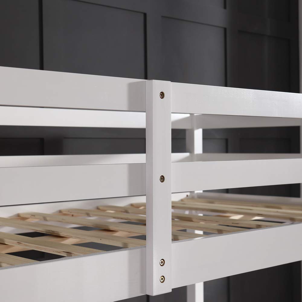 JOYMOR Twin High Loft Bed Frame - Space-Saving Wooden Bed for Kids and Teens, No Box Spring Needed, White JOYMOR