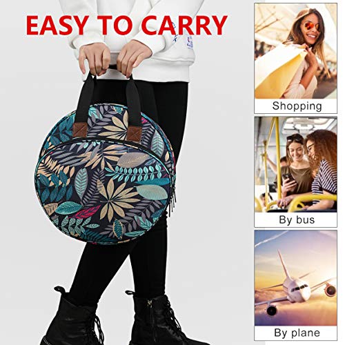 looen Embroidery Project Bag, Embroidery Kits Storage Bag,Multifunctional Bag for Crochet Hooks Embroidery Floss Organizer String Bracelet Kit Sewing Thread Accessories (Blue Leaf)