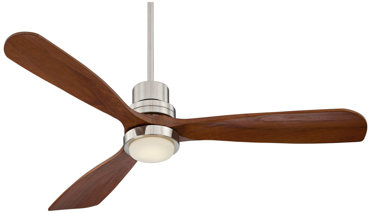 Casa Vieja 52" Delta-Wing DC Rustic Farmhouse 3 Blade Indoor Ceiling Fan with LED Light Remote Control Brushed Nickel Walnut Wood for Living Kitchen Bedroom Family Dining Office Room Casa Vieja