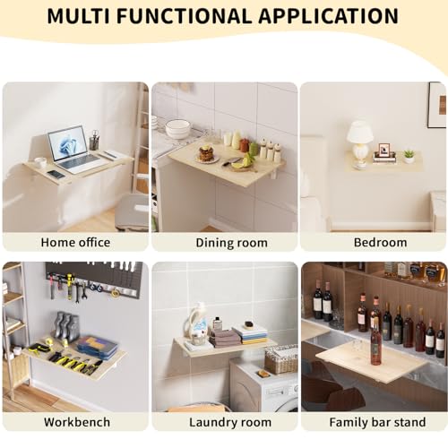 GOYLSER Fold Wall Mounted Table Folding Worktable, Addition to Garage/Home Office/Laundry Room/Home Bar/Kitchen & Dining Room GOYLSER