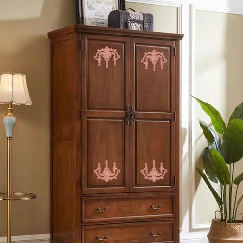 Aiminjey 2 Pack Decorative Wood Carved Appliques Onlays, 7.9 x 9.4inch Unpainted Solid Wood Carving Decal for Furniture Cabinet Door Center Bed Aiminjey