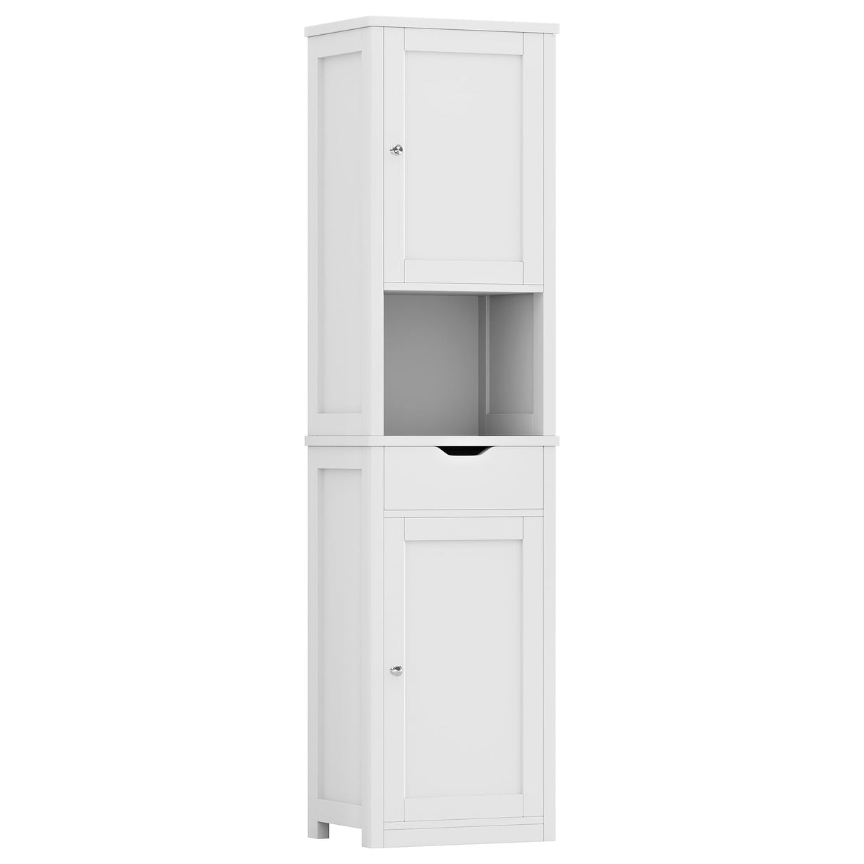 Shintenchi Tall Bathroom Storage Cabinet, Slim Corner Floor Cabinet with Doors and Drawer, Freestanding Narrow Bathroom Organizer with Adjustable Shelves for Small Space, White Shintenchi