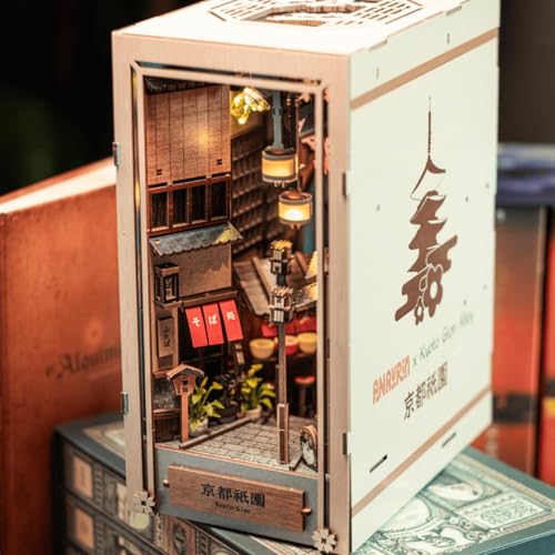 Anavrin Book Nook Kit Kyoto Gion – DIY 3D Wooden Booknook for Adults, Teens and Book Lovers, Bookshelf Insert Library Decor, Creative Gift for Family, Friends, and Elderly