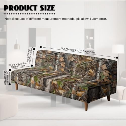 NETILGEN Home Living Room Armless Futon Cover Sofa Bed Slipcover with Elastic Bands High Stretch Sofa Slipcover Machine Washable Oak Leaf Hunting Camo NETILGEN