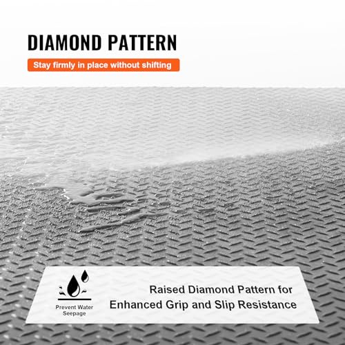 VEVOR Diamond-Plate Rubber Flooring Roll, 3 mm x 4 ft x 8 ft Garage Floor Mat, SBR Rubber Garage Flooring Roll, Easy to Clean, Diamond Plate Rubber Mat for Under Cars, Garage Industry Gym, Black VEVOR