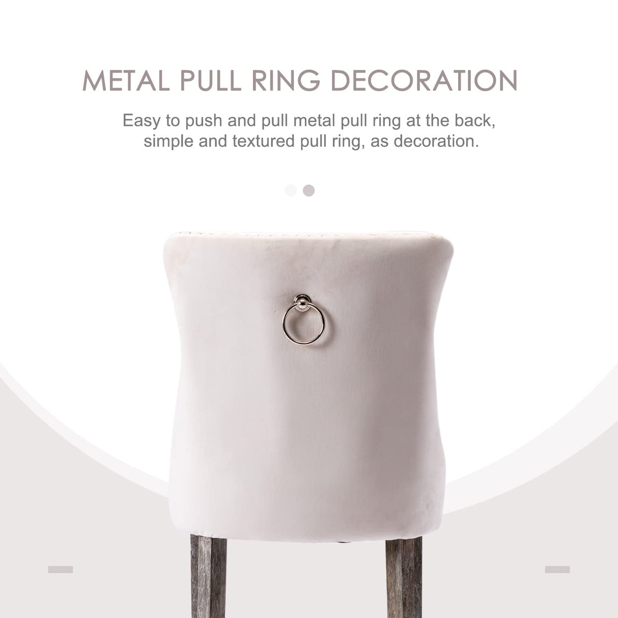 Kiztir Velvet Bar Stools Set of 2, 27" Counter Height Bar Chairs with Button Decor, Nailhead Trim, Solid Wooden Legs, Beige Modern Upholstered Bar Stools for Kitchen, Cafe, Pub Kiztir