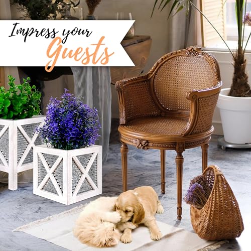 Autumn Alley Farmhouse Front Porch Planters Set of 2 Stand with Galvanized Corrugated Metal Planters for Outdoors/Indoors - Rustic Wood Square Planters Box on Legs – Charming Farmhouse Décor, White Autumn Alley