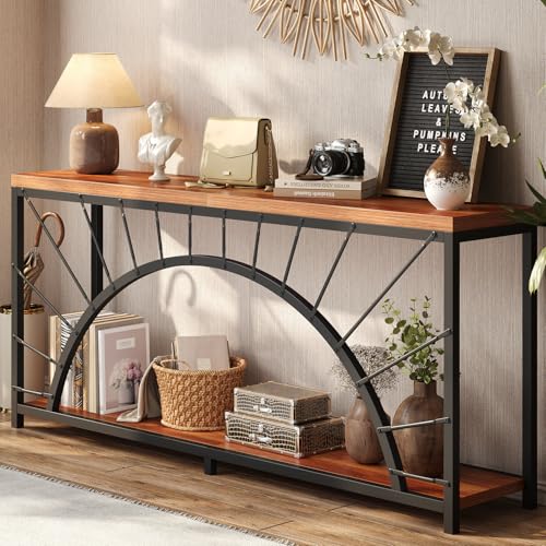 70.9 Inch Console Table, Extra Long Industrial Sofa Tables, 2-Tier Behind Couch Table, Foyer Tables for Entryway, Hallway, Living Room, Unique Design UNIQUITE