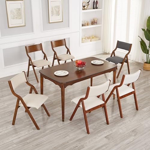 Ball & Cast Folding Chairs Set of 2 with Back & Padded Cushion,Portable Foldable Dining Upholstered Stool W/Solid Wood Frame,Ergonomic Design,for Kitchen,Office,Outdoor Events,Walnut Ball & Cast