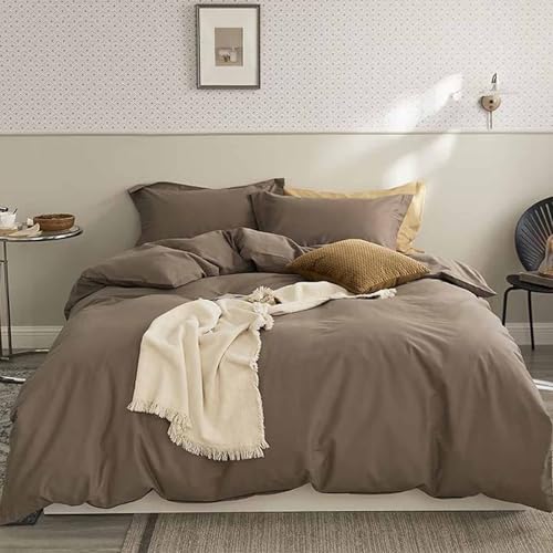 Nanko King Size Comforter Set Brown, All Season Soft Down Alternative Duvet Insert, Microfiber Filling Bed Sets, Modern Farmhouse Bedding Sets in a Bag for Women Men 104 x 90 inch 3 PCS Dark Coffee Nanko