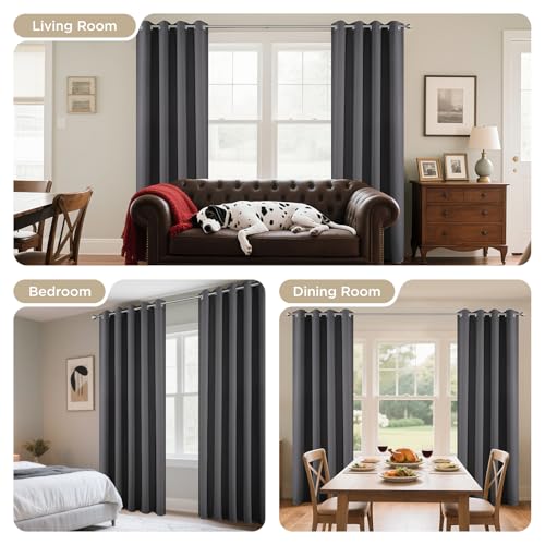 Joydeco Grey Curtains 84 Inch Long, Room Divider Blackout Curtains for Bedroom with Grommets, Thermal Insulated, Noise Reducing Room Darkening Black Out Drapes for Bedroom Living Room Window, 2 Panels Joydeco