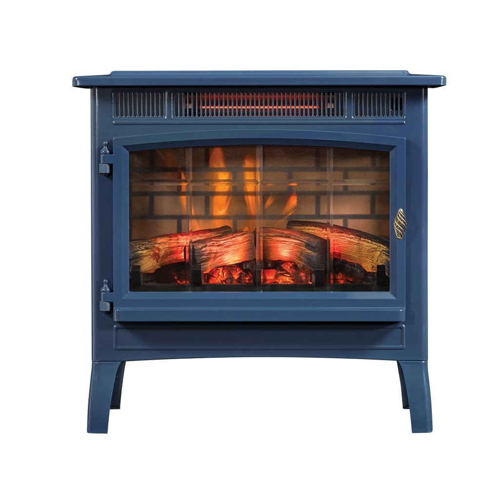 duraflame Freestanding Electric Fireplace Stove Heater with 3D Flame Effect for 1,000 Sq. Ft. Room, Navy Duraflame