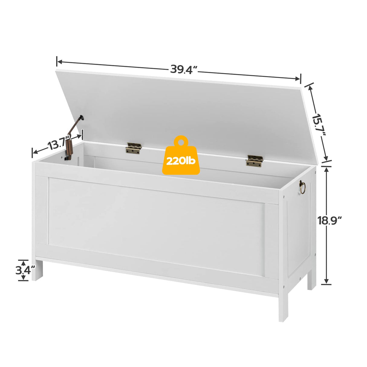 HOOBRO Storage Chest, Retro Toy Box Organizer with Safety Hinge, Sturdy Entryway Storage Bench, Wooden Look Accent Furniture, Easy Assembly, White WT100CW01 HOOBRO