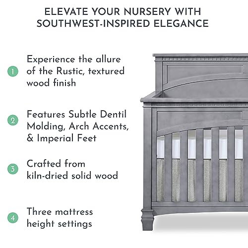 Evolur Santa Fe 5-in-1 Convertible Crib, Storm Grey Evolur