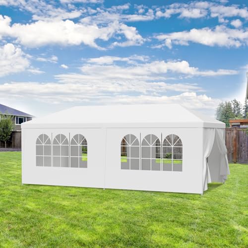 LEMY 10 X 20 Outdoor Wedding Party Tent Camping Shelter Gazebo Canopy with Removable Sidewalls Easy Set Gazebo BBQ Pavilion Canopy Cater Events LEMY