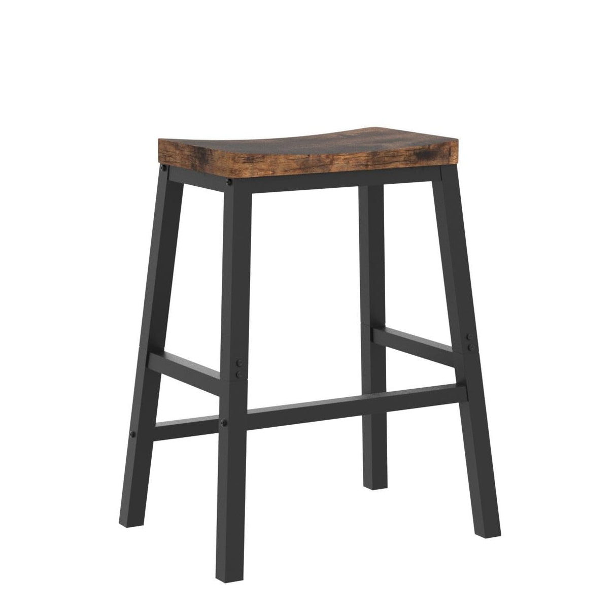 HOOBRO Bar Stools, Set of 2 Bar Chairs, 23.6 Inch Saddle Stools, Kitchen Counter Stools with Footrests, Industrial Stools for Dining Room, Kitchen, Counter, Bar, Rustic Brown and Black BF02MD01 HOOBRO