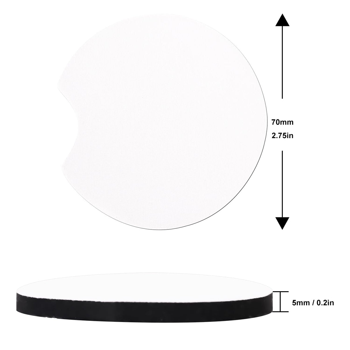 200 PCS 2.75 in Sublimation Blank Car Coasters, Auto Coasters, Auto Cupholder Coasters with Finger Notch and DIY Personalization Option,Heat Transfer Projects, Painting,Sublimation by KUKLIPJIM KUKLIPJIM