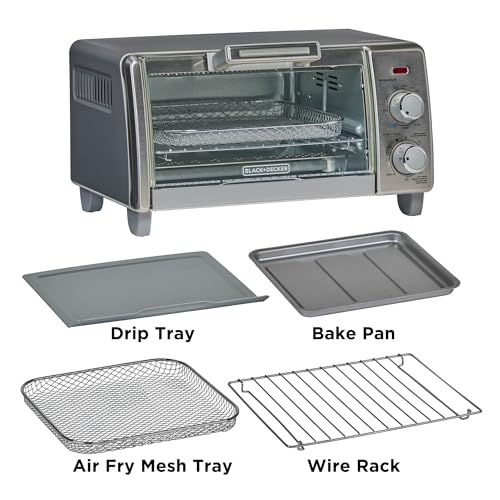 BLACK+DECKER 4-Slice Crisp 'N Bake Air Fry Toaster Oven,TO1787SS-RFP, 4-Slice, 5 Cooking Functions, 30 Minute Timer, Stainless Steel BLACK+DECKER