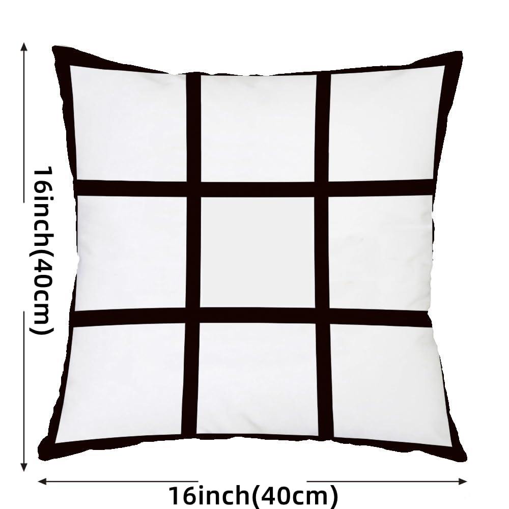 12pack Sublimation Short Plush Pillow Cases Blanks, 16 x 16 Inch, 9 Panels Style Short Plush Throw Pillow Covers, Cushion Cover for Sublimation, Sofa Couch DIY Pillow Case (No Pillow Insert, 12pcs) Zeloyaut