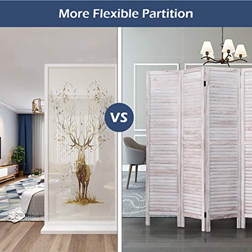 Giantex 6 Panel Wood Room Divider, 5.6 Ft Tall Oriental Folding Freestanding Partition Privacy Room Dividers Screen for Home, Office, Restaurant, Bedroom (White) Giantex