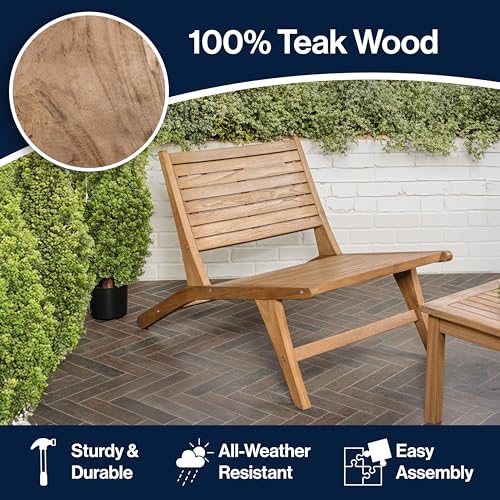 JONATHAN Y PAT2000A Leo Mid-Century Modern Wood Armless Outdoor Patio Chair Contemporary, Bohemian, Coastal, Transitional, Rustic, Natural