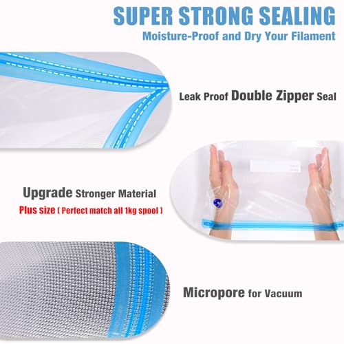 OVV3D Filament Storage Bags 30pcs, PLUS SIZE 32X34cm 3D Printer Filament Storage Bags Vacuum Sealed Kit with 30 Desiccants, Auto Pump,Perfect for 3D Filament Storage or Using After Filament Dryer Box OVVNYXE