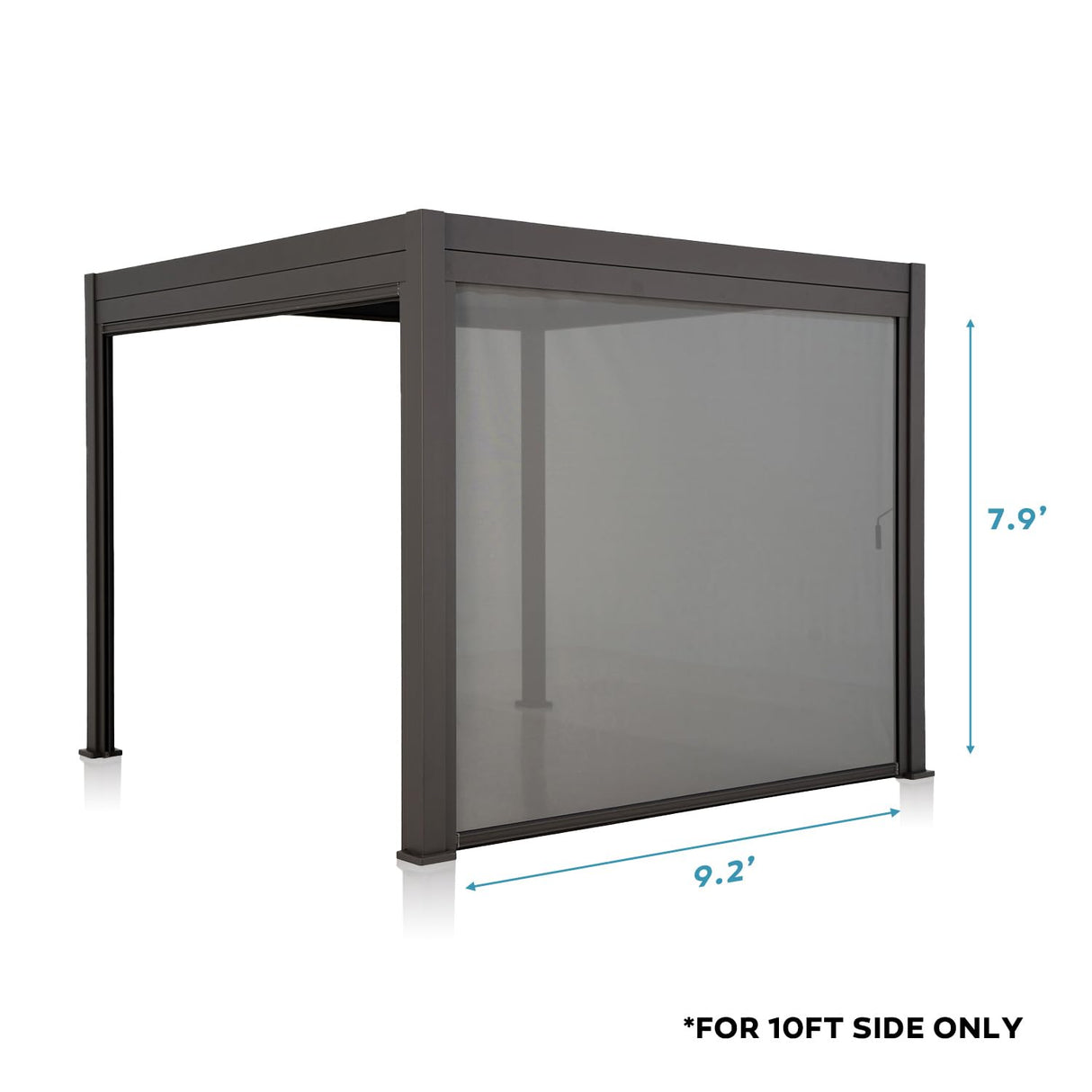 Mirador Accessory - 10Ft Side Adjustable Pull Down Screen for Mirador pergola 111S and 111DA, Enhance Outdoor Living Space with Pull-Down Sun Shade, Wind Block, UV Resistant, Charcoal, not pergola MIRADOR