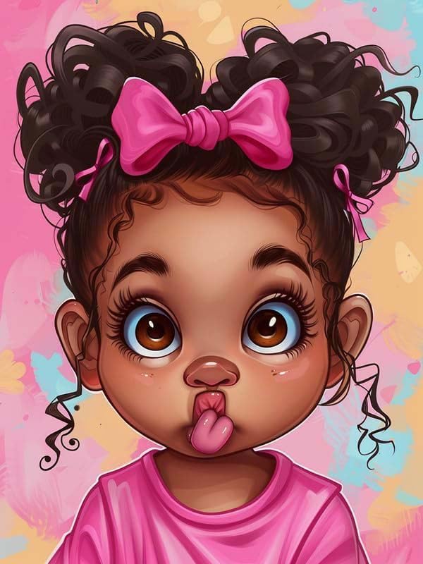 Bimkole 5D Diamond Art Kits for Adults Cartoons African, Full Drill DIY Rhinestone Embroidery Set Paint with Diamonds Art by Number Kits Cross Stitch Home Wall Craft Decor 12x16 Inch Bimkole