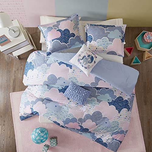 Intelligent Design Kids Comforter Vibrant Fun and Playful Unicorn Print Down Alternative All Season Children Bedding-Set, Girls Bedroom Décor, Twin/Twin XL, Cloud Blue with 2 dec pillows Intelligent Design