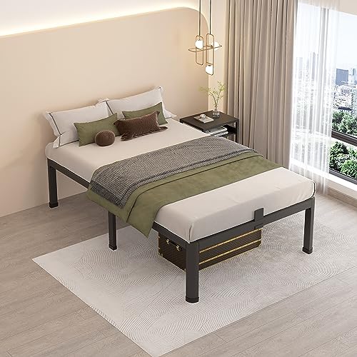 MAF 18 Inch Twin XL Bed Frames with Round Corner Legs Mattress Slide Stopper No Box Spring Needed Heavy Duty Metal Platform Bed Frame Under-Bed Storage Space, 3000 LBS Steel Slats Support MAF