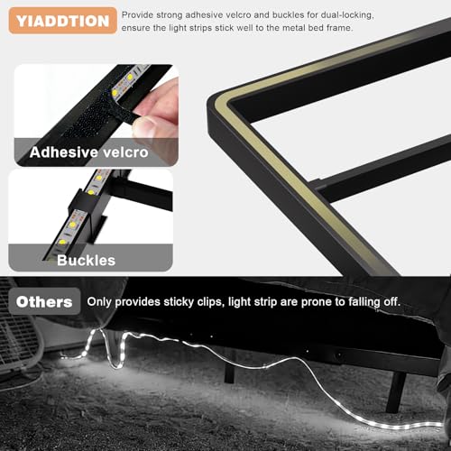 YIADDTION King Size Floating Bed Frame with Smart LED Lights, Modern Metal Platform Floating Bed Frame King - Heavy Duty Easy Assembly No Box Spring Needed and Noise Free YIADDTION