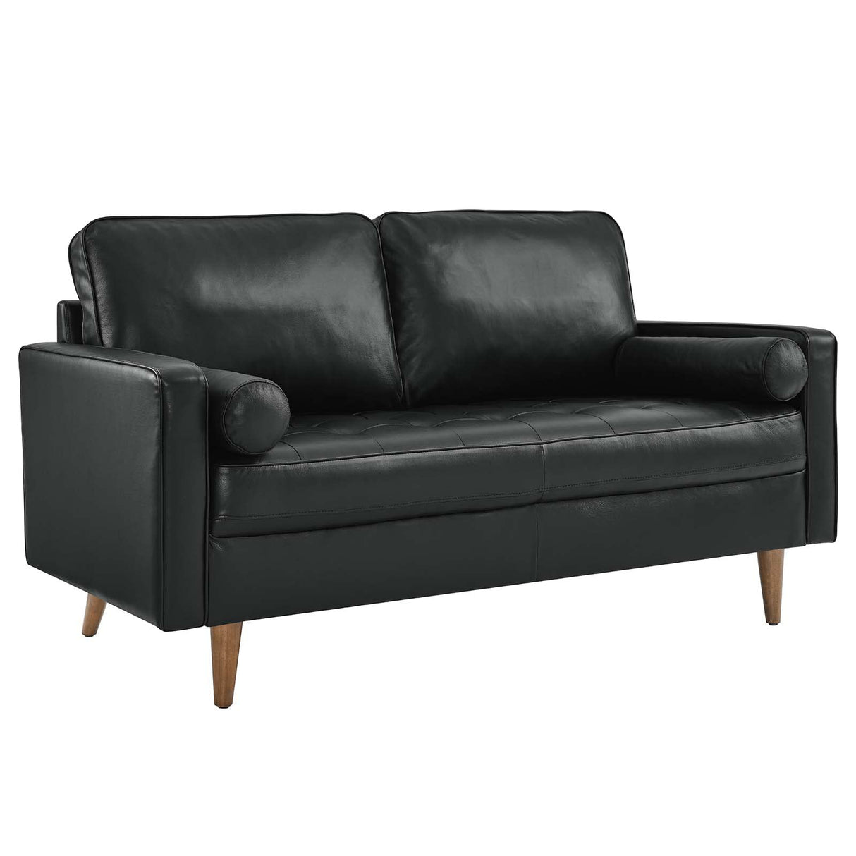 Modway EEI-5870-BLK Valour Leather Loveseat, Black Modway