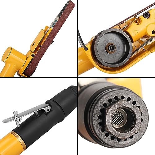 NuoDunco 3/4" x 20-1/2" Pneumatic Sander Air Belt Sander Set With 14Pcs Belts,40/60/80/120Grit,1/4" Air Inlet Mini Air Belt Grinder Air Tool For NuoDunco