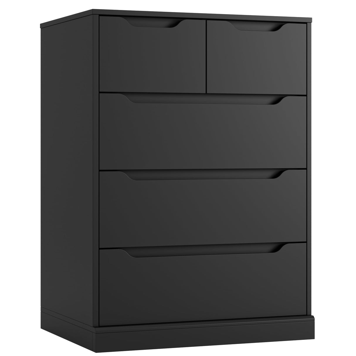 HOSTACK Modern 5 Drawer Dresser for Bedroom, Chest of Drawers with Storage, Wood Storage Chest Organizers with Cut-Out Handles, Accent Storage Cabinet for Living Room, Entryway, Hallway, Black HOSTACK