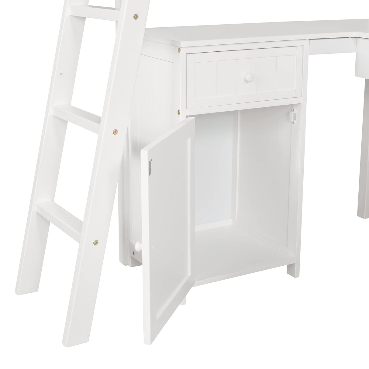 Harper & Bright Designs Twin Loft Bed with Desk, Wooden Loft Bed Frame with Storage Drawers, Cabinet, Shelves, for Kids Teens Adults (Twin Size, White) Harper & Bright Designs