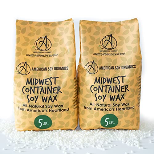 American Soy Organics - 100% Midwest Soy Container Wax Beads for Candle Making, 10 lb Bag American Soy Organics