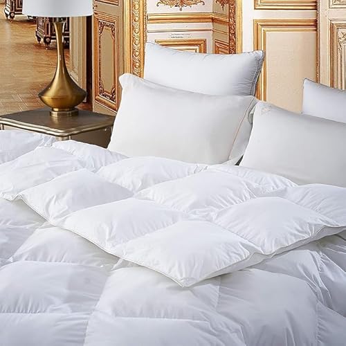 Premium All-Season Full Size Luxury Siberian Goose Down Comforter Duvet Insert 1200 Thread Count 100% Egyptian Cotton Down Feather Comforter (Full, White Solid) EGYPTIAN BEDDING