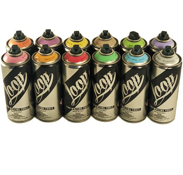 Loop Graffiti Spray Paint 400mL Cans - Set of 12 Pastel Colors Generic