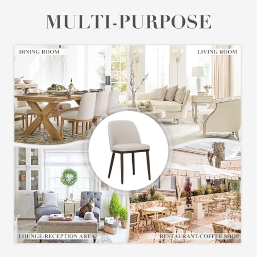 COLAMY Upholstered Dining Chairs Set of 2, Modern Kitchen Chairs with Back, Fabric Side Chair with Wood Legs for Dining Room Kitchen Restaurant, Beige COLAMY