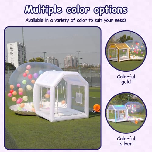 10ft Inflatable Bubble House Dome with Tunnel for Kids, Clear TPU Balloon Tent for Parties, Includes 450W Air Blower & 600W Air Pump SAYOK