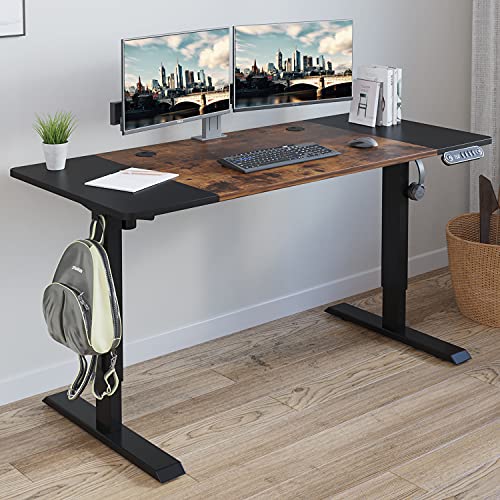 Radlove Electric Height Adjustable Standing Desk, 55 x 24 Inches Sit Stand up Workstation, Splice Board Memory Computer Table Ergonomic (Black Frame Radlove