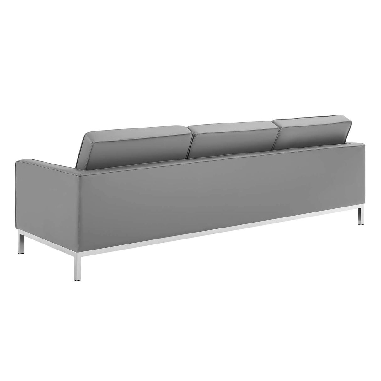 Modway Loft Tufted Button Faux Leather Upholstered Sofa in Silver Gray Modway