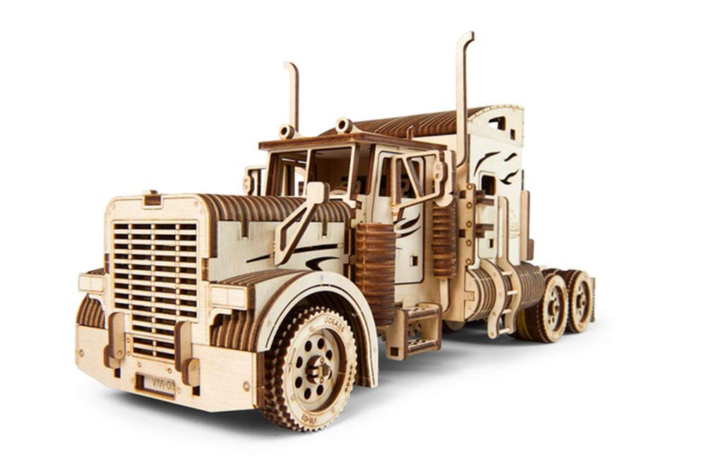 UGEARS Truck DIY Kit – Heavy Boy Truck Model Miniature Plywood DIY Model – Unique and Interesting Present Idea – VM-03 Truck Model with Driver Cabin – Ecological Wooden Model UGEARS