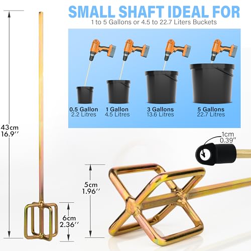 AYZOTEK Paint Mixer for Drill, 1-5 Gallon Bucket, Paint Stirrer for Drill, Zinc Plated, Rust-Free & Easy to Clean, Fits All Standard Drills - For Mixing Paint, Resin, Epoxy & Concrete (Medium Head) AYZOTEK