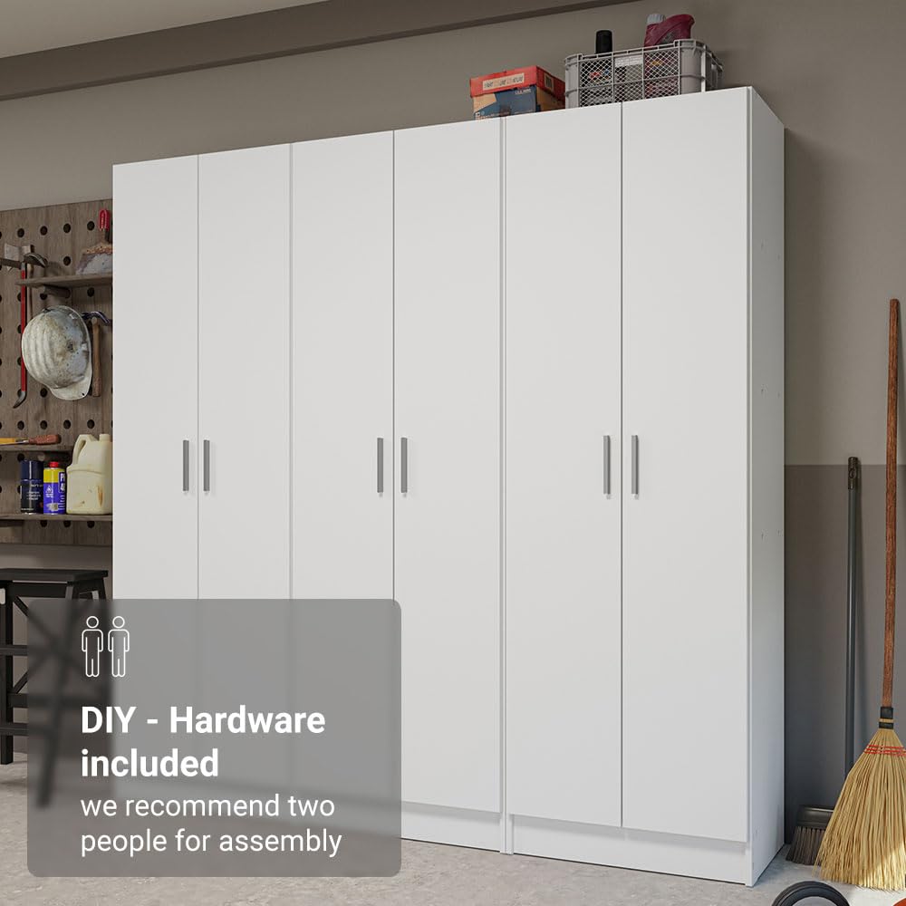 Madesa Garage Set 3 Pantry Storage Cabinet with 15 Utility Shelves 71" L Wooden Organization Unit for Garage - White Madesa