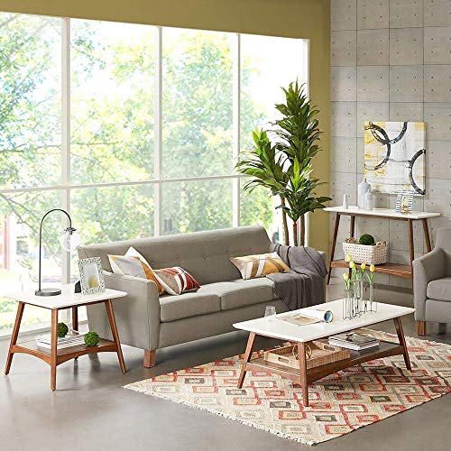 Madison Park Parker Console Tables-Solid Wood, Two-Tone Finish with Lower Storage Shelf Modern Mid-Century Accent Living Room Furniture, Medium, Off-White/Pecan Madison Park