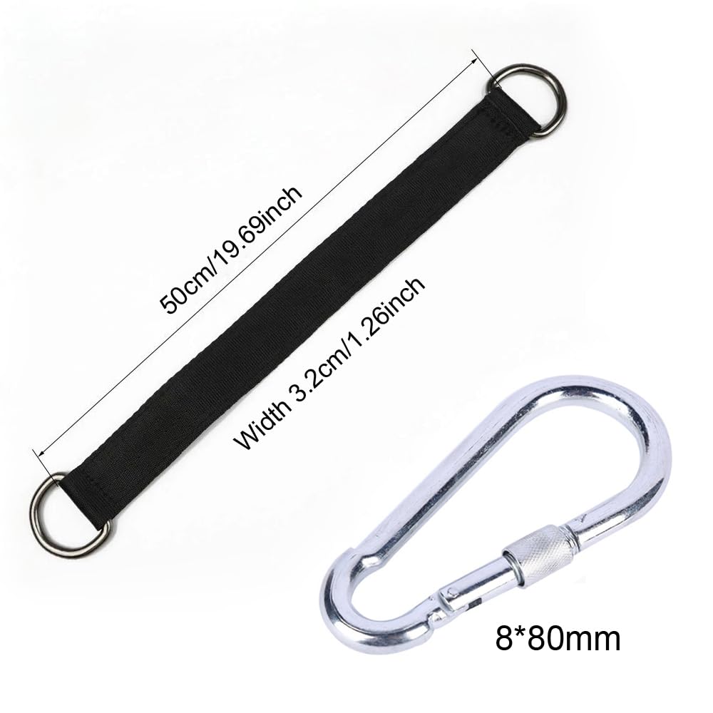 SquEqu 2 Pack Tree Swing Straps Hanging Kit 50cm 400lbs Heavy Duty Belt with Safer Lock Snap Hook Clip Carabiner Connector for Hammock Punching Bag Swings Chair Seat Gym Bar Handle Cable Outdoor SquEqu