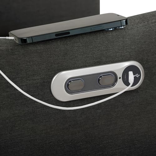 Delta Children Mercer Electronic Power Recliner and Swivel Glider with USB Port in LiveSmart Performance Fabric - Water Repellent & Stain Resistant, Dark Grey Delta Children